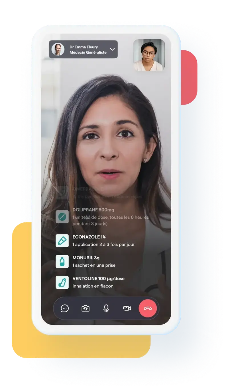 Écran de téléconsultation avec l'équipe Qare Shape