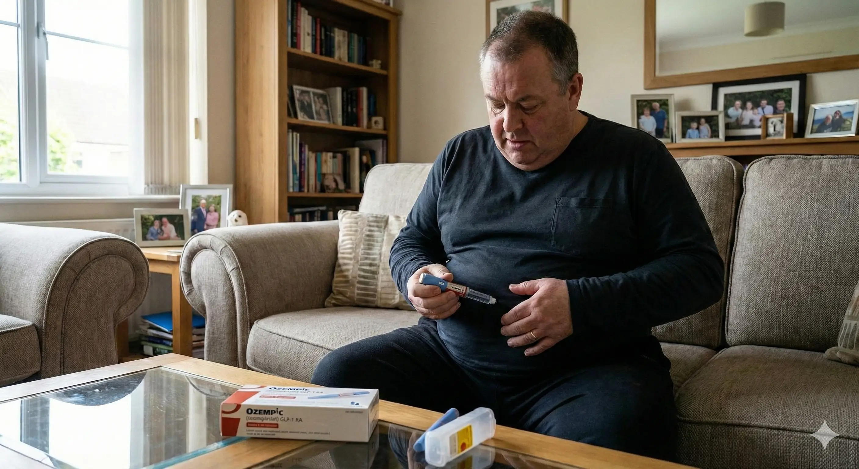 Un homme avec une seringue contenant un médicament anti obésité