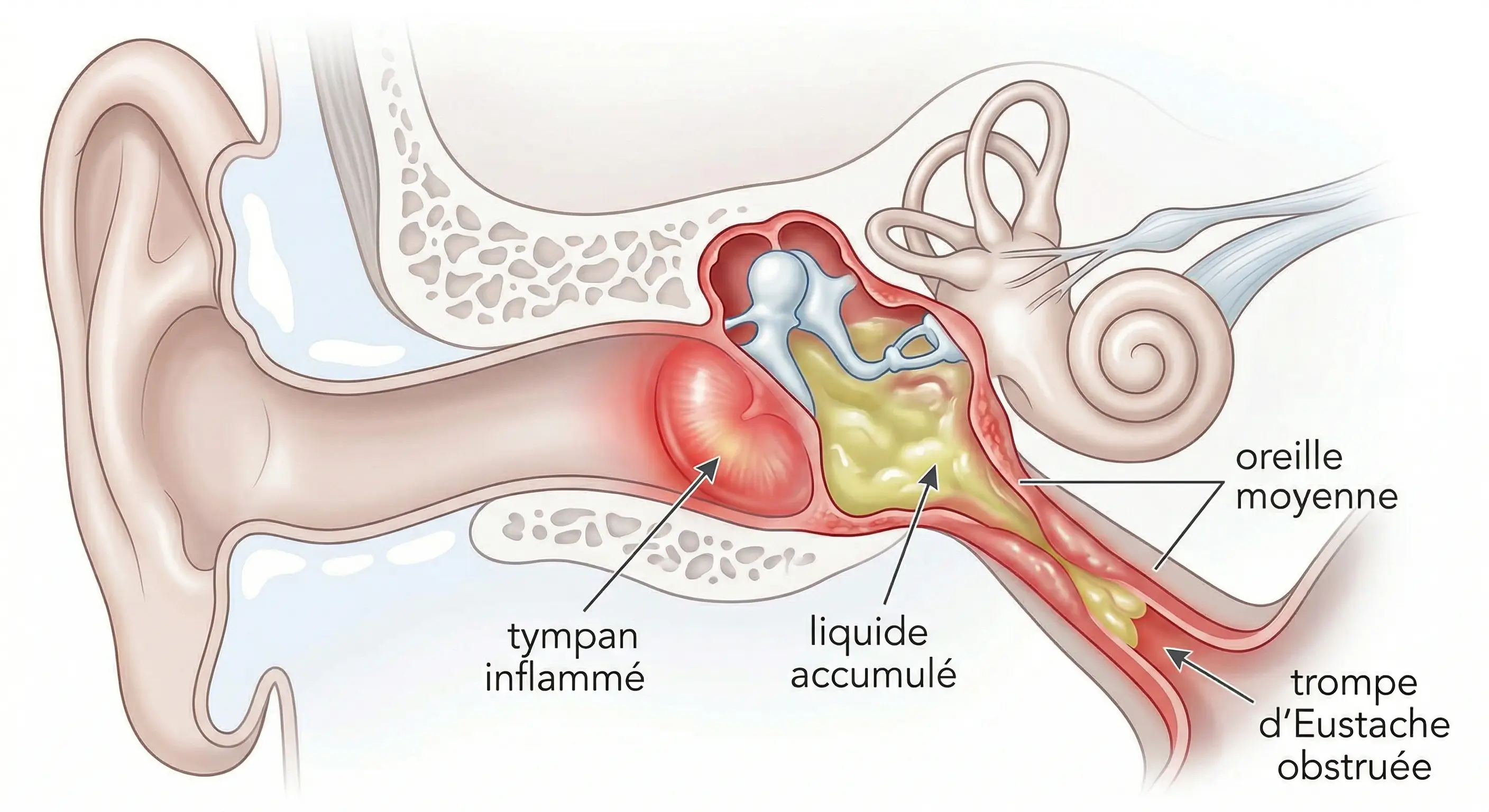 PET scan en coupe axiale montrant un foyer infectieux lors d'une otite maligne externe