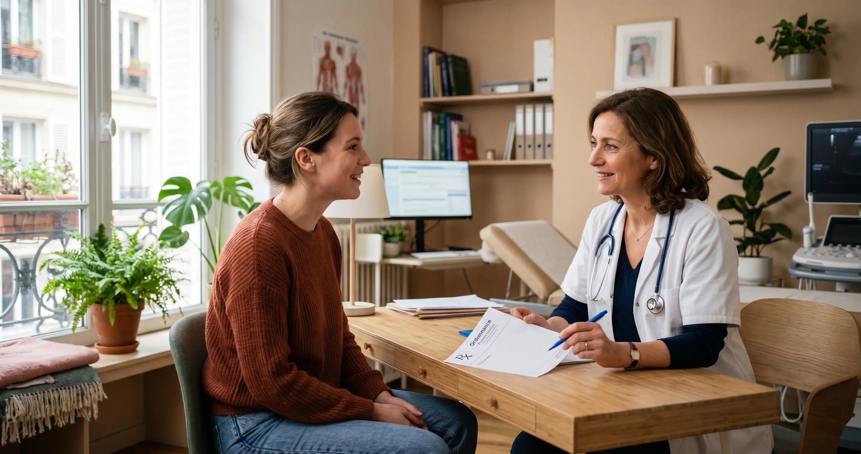 Médecin réalisant une consultation pour le dépistage de la trichomonase avec une patiente dans un cabinet médical